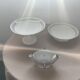 Antique white French porcelain sauce boat M&S with silver trim.