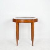 Side table / pedestal with fluted ogive legs - Oval glass top