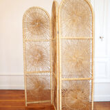 Rattan peacock screen