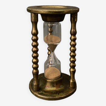 19th century bronze table hourglass with embedded glass
