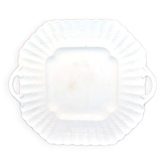 Plat octogonal ancien en faïence opaque crème "Bone China" anglaise COPELAND SPODE England