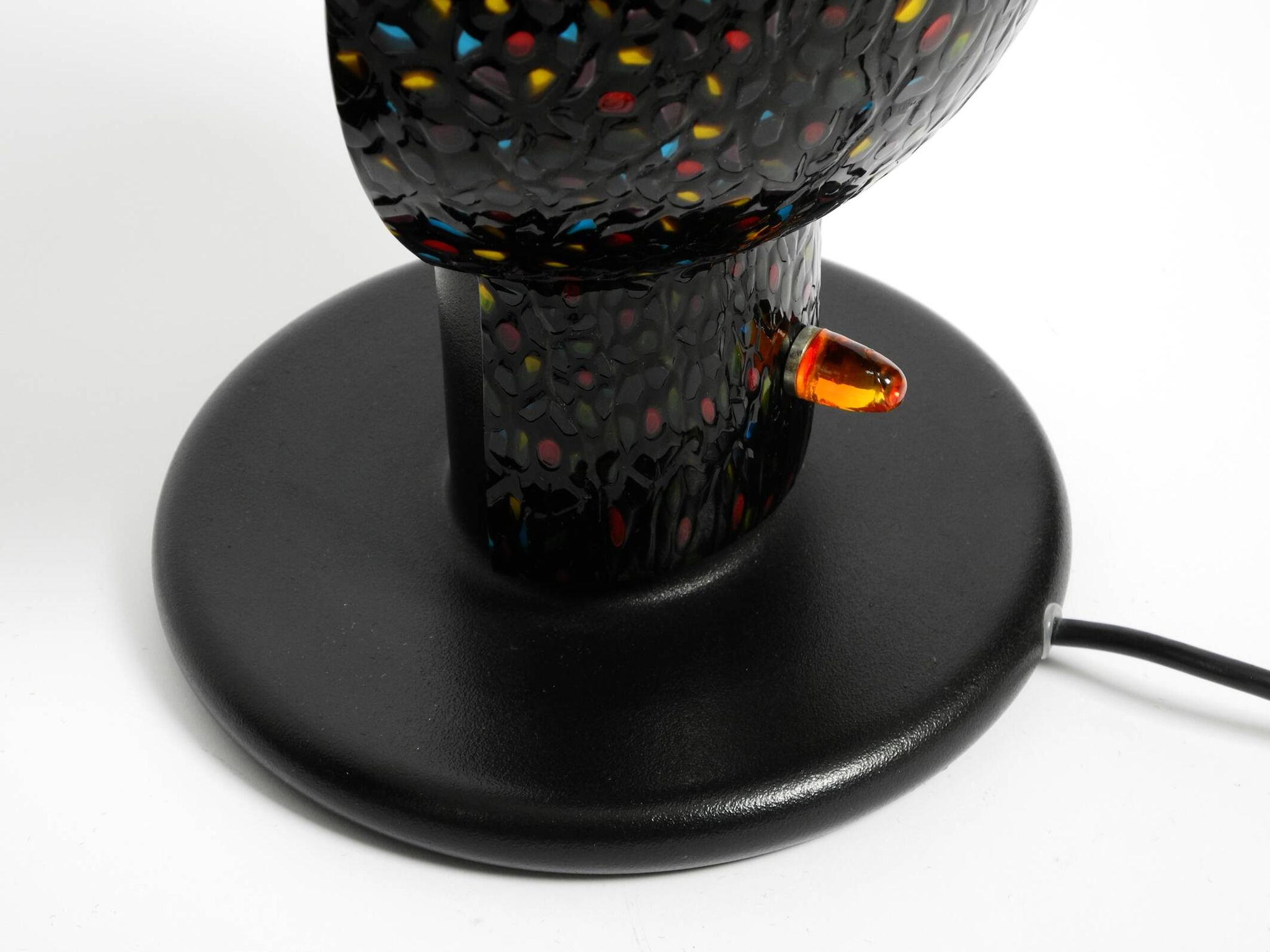 Pair of large 1980s Italian table lamps made of colorful multi-layer Murano