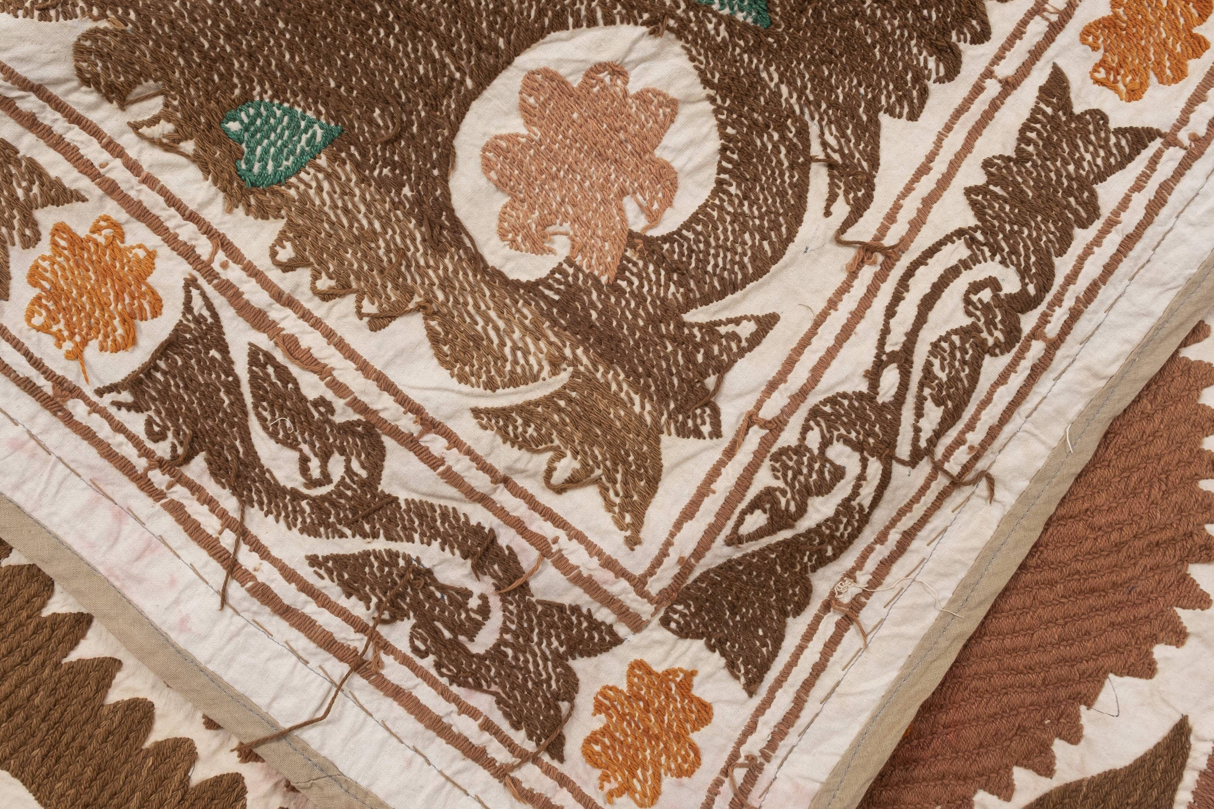 Suzani Tapestry - Faded Red Uzbek Table Cloth - Tribal Embroidery Wall Decor, Vintage Boho Bedspread