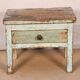 Burmese teak bedside table with original blue -green patina