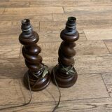 Turned wooden lamp bases
