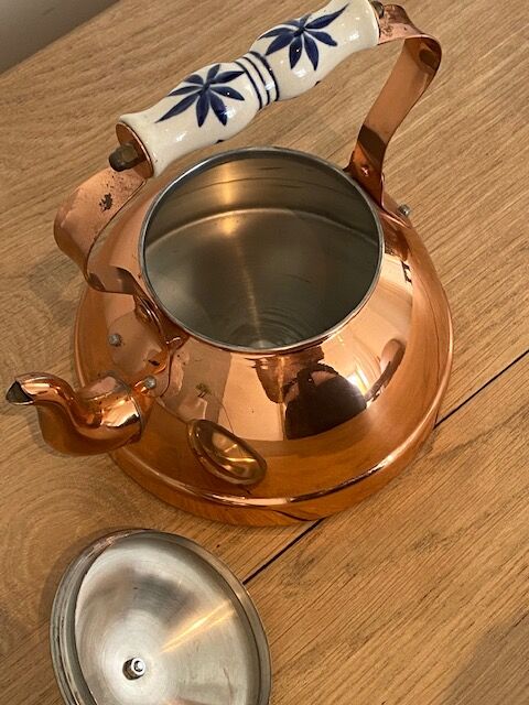Vintage copper and ceramic kettle