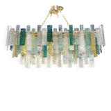 Large Italian Murano Glass “Listelli” Chandelier with Rectangular Strip
