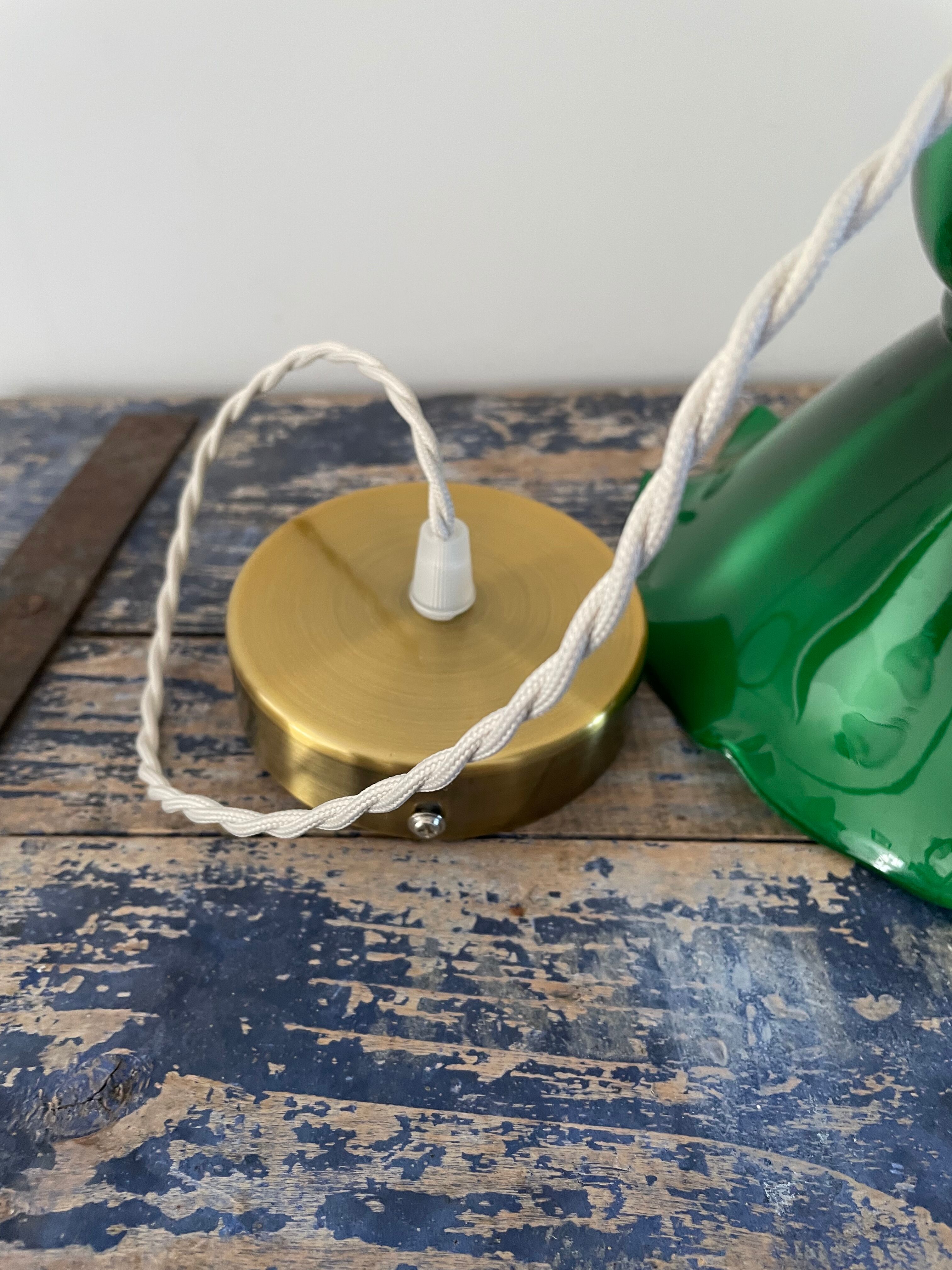 Vintage suspension lamp in marbled green opaline