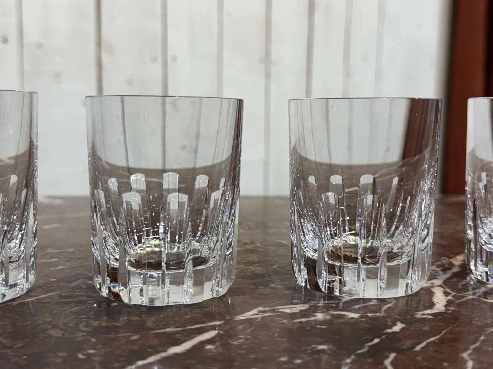 Set of 6 crystal whisky tumblers from Baccarat, Rotary model.