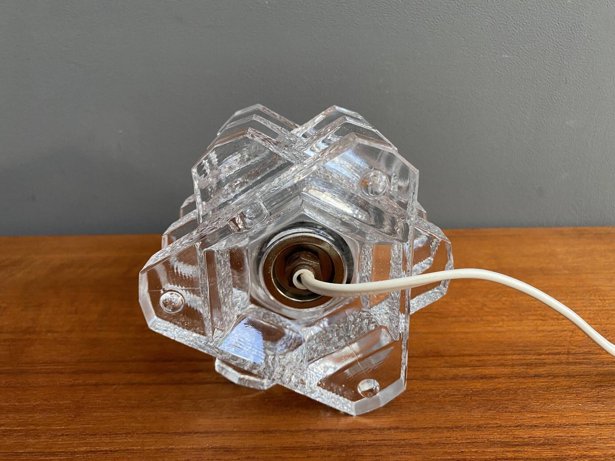 Glass table lamp by Peill & Putzler 1960s Ice cube series