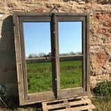 Miroir fenêtre en chêne ancienne 118x140cm
