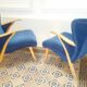 Pair of chairs Scandinavian wing stripes cocktail years 50 Blue
