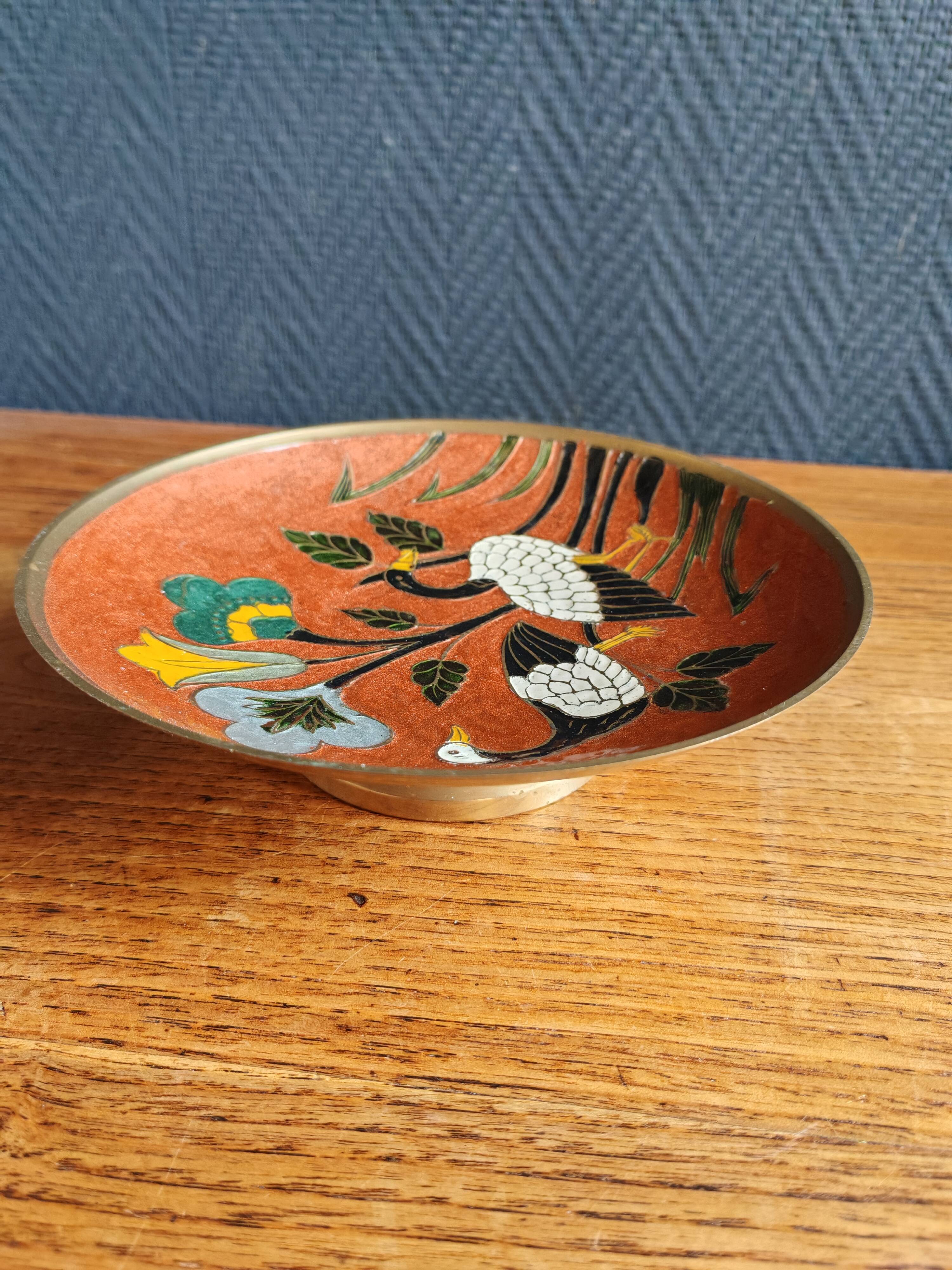 Assiette cloisonnée en laiton émaillé - India
