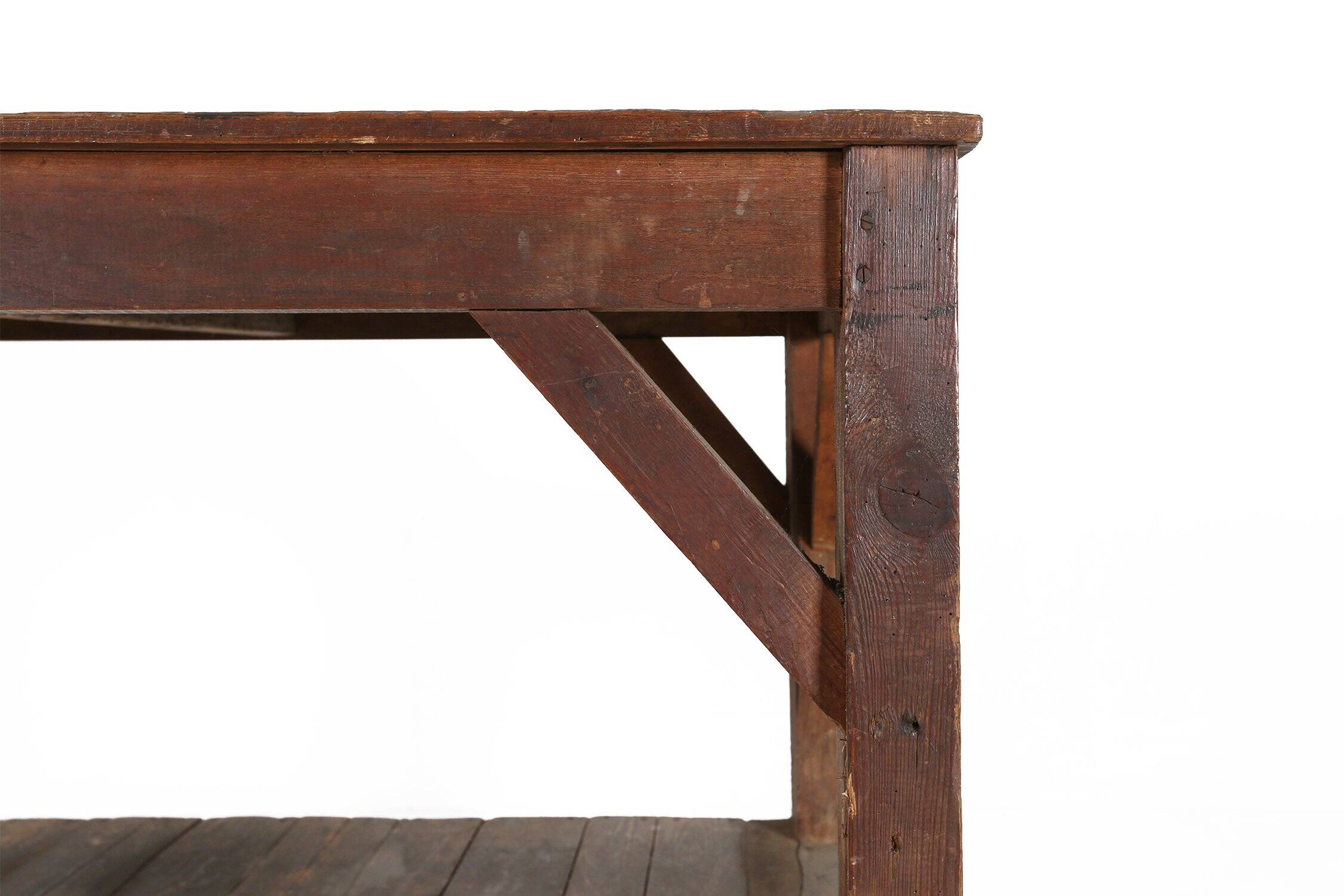 Table console industrielle française en bois, années 1920