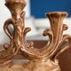 Vintage brown ceramic rustic style candlestick - vintage candle holder