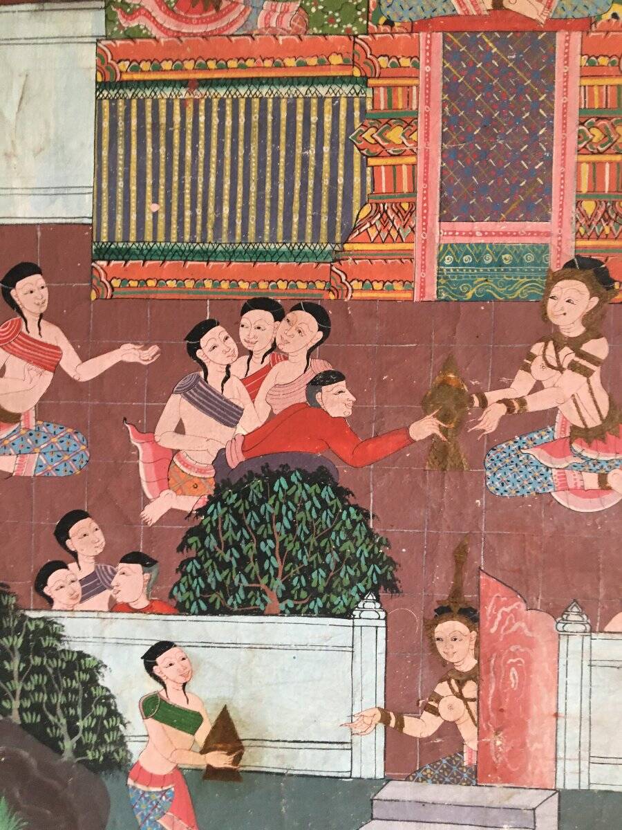 Large Painting on Canvas, Thailand, Rattanakosin School (1851-1910)