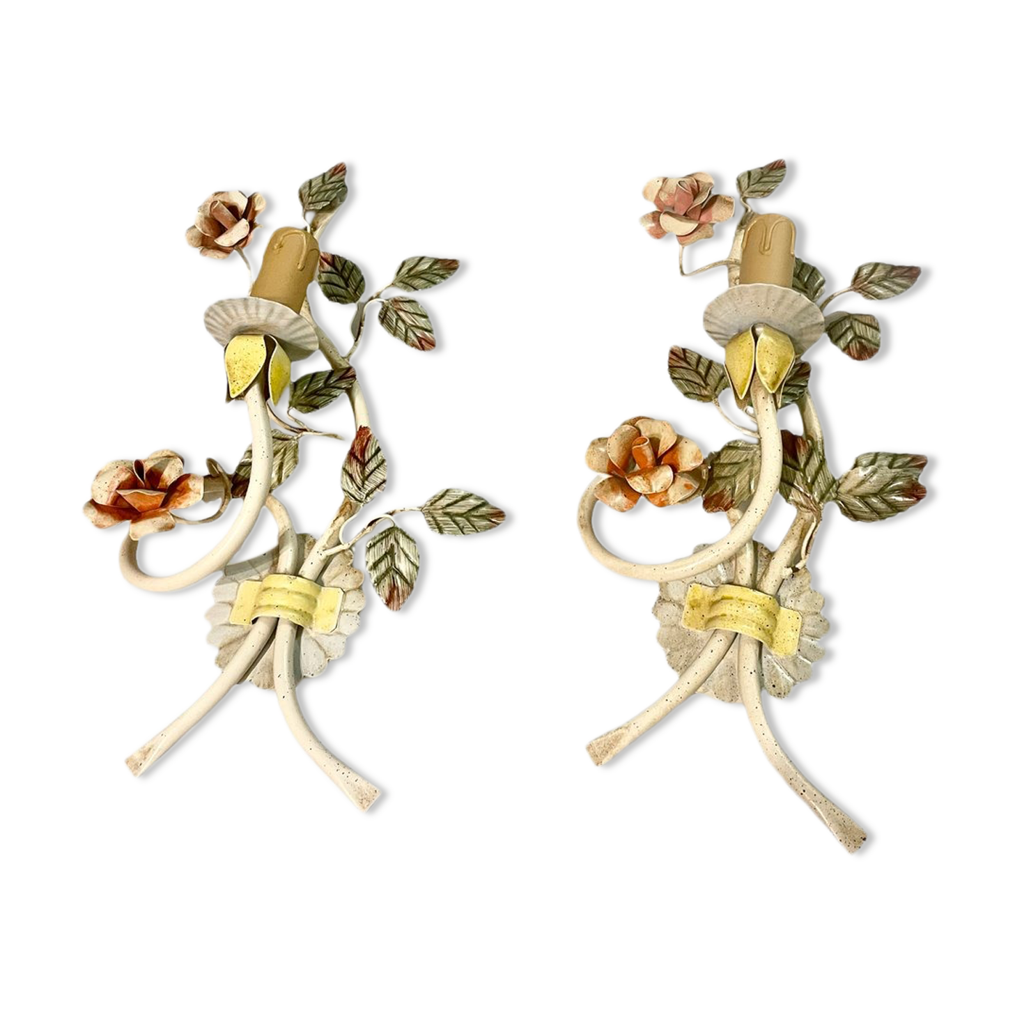 Italian Tole Flower Sconces, Set of 2