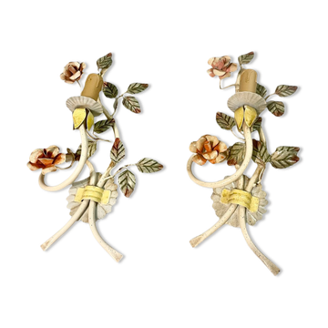 Italian Tole Flower Sconces, Set of 2