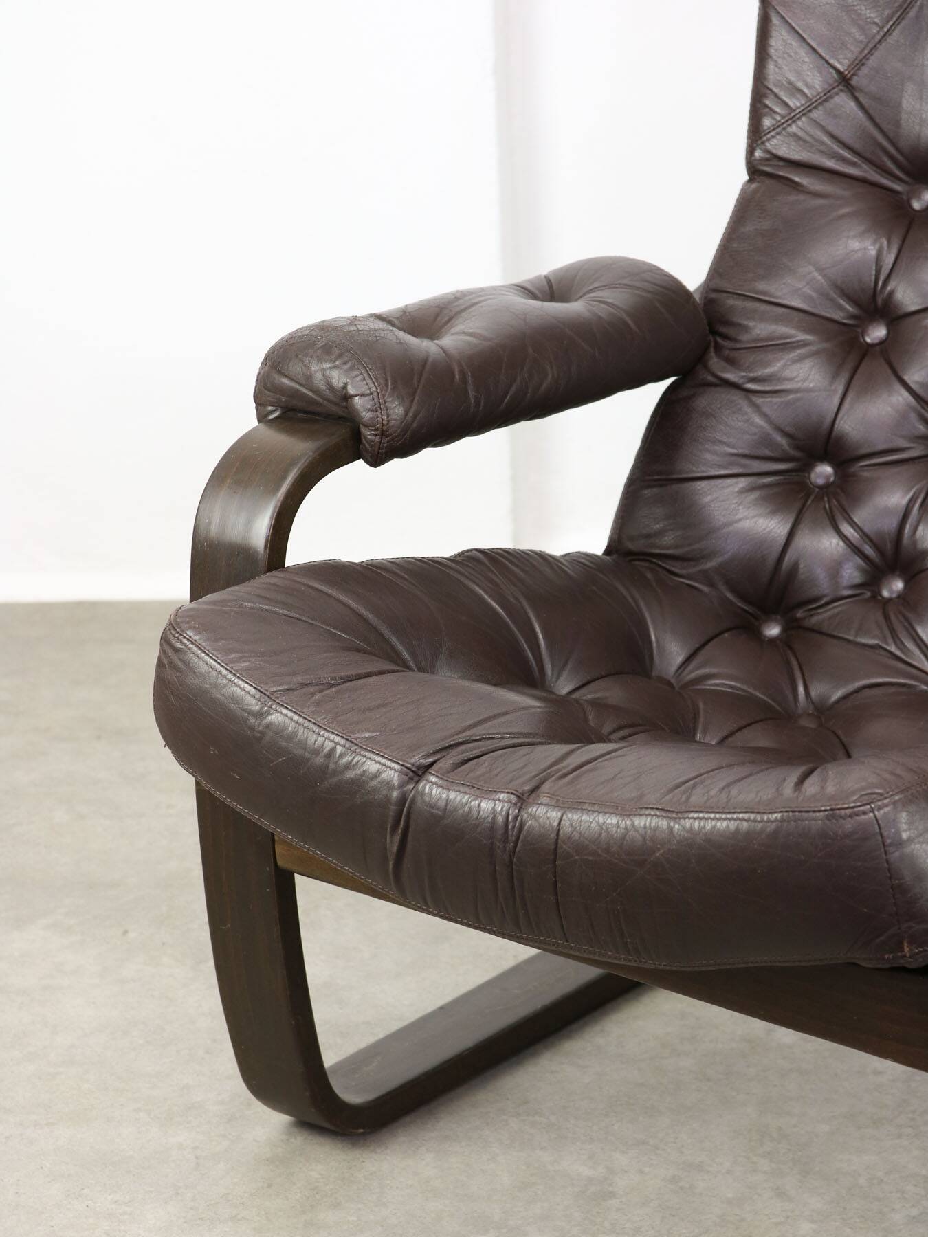 Luxurious Lounge Armchair in Leather, 1970s