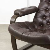 Fauteuil de salon luxueux en cuir, années 1970