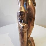 Large kerosene lamp mounted on bronze statue. Late nineteenth century