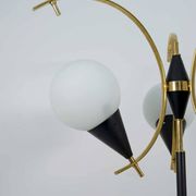 Stilnovo Mid-Century Modern Italian Brass and Opaline Glass Floor Lamp, 50
