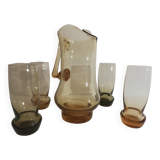 Service with 1 pitcher and 4 vintage design glasses