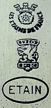 Empty octagonal pocket in tin by the workshop "Les Etains de France"