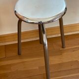 Chrome screw stool of hairdresser workshop