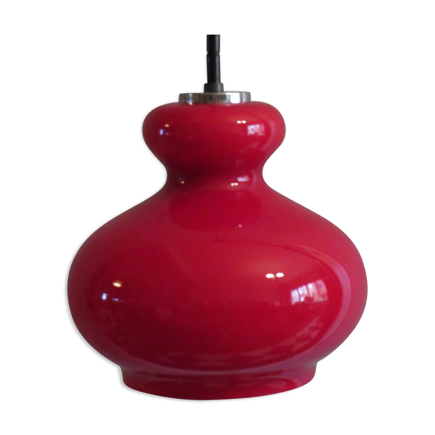 Red glass pendant lamp Peill & Putzler, Germany 1960-1970