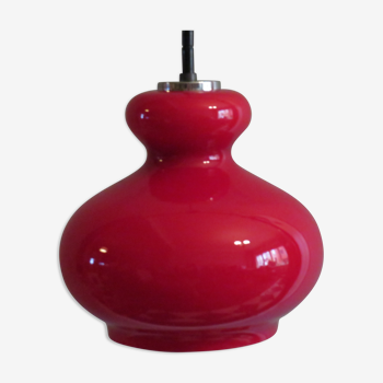 Red glass pendant lamp Peill & Putzler, Germany 1960-1970