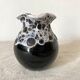 Vintage black and white Savoyard enamel vase