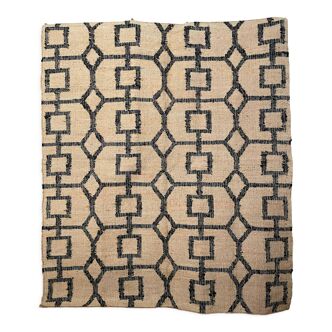 Hemp-cotton handwoven kilim area rug, handmade, kelim, dhurrie, indian,traditional,180x180 cm