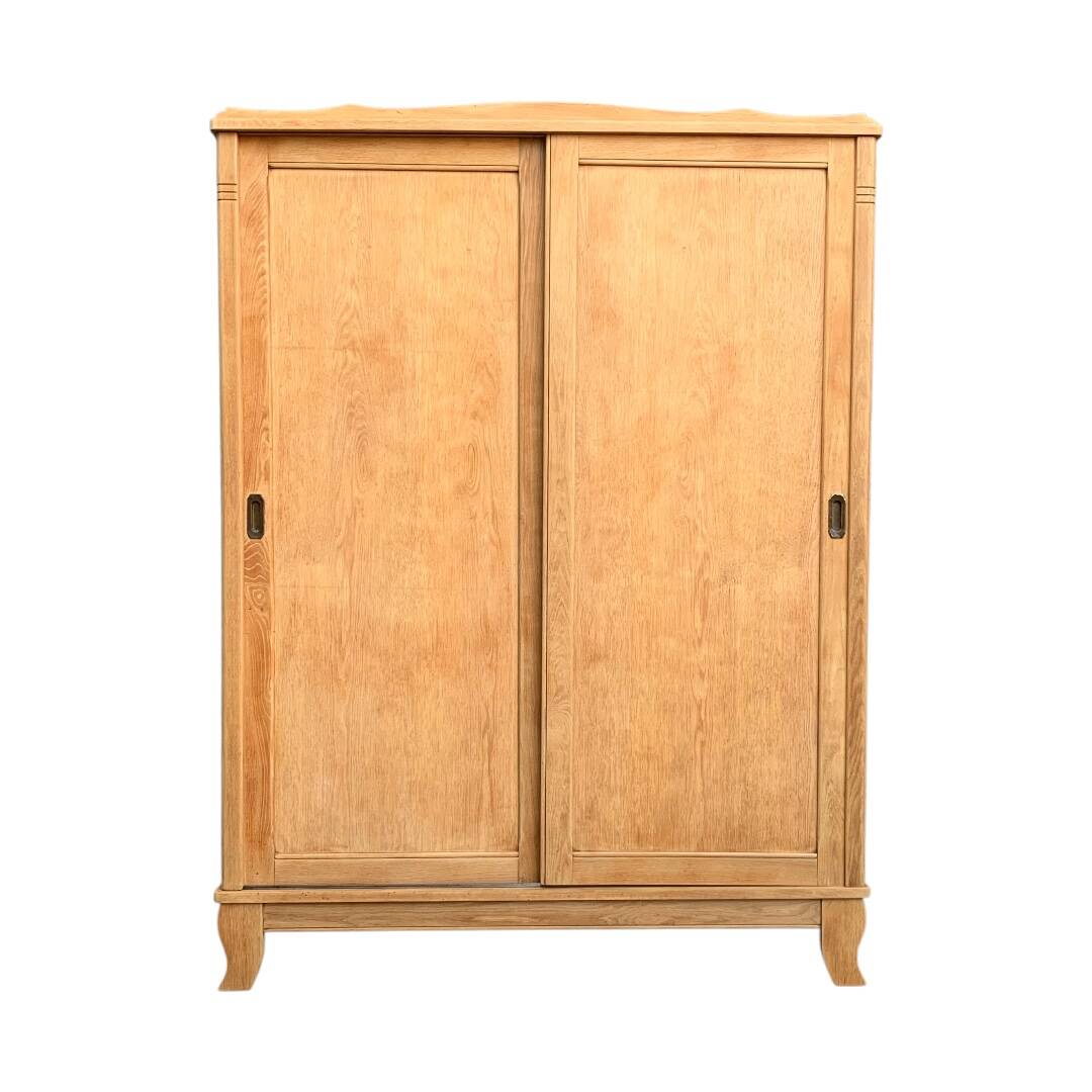 Parisian art deco wardrobe sliding doors solid raw oak