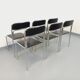Set of 6 vintage Italian stackable chairs in chrome metal and skai.