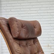 1960s, Scandinavian swivel armchair, brown furniture leather.