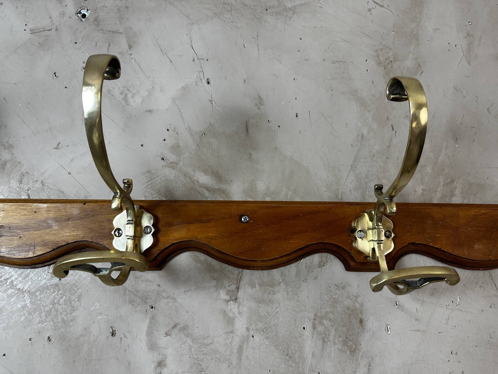 Wood and brass coat hook