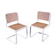 Set of 2 italian white cantilever chairs by Marcel Breuer