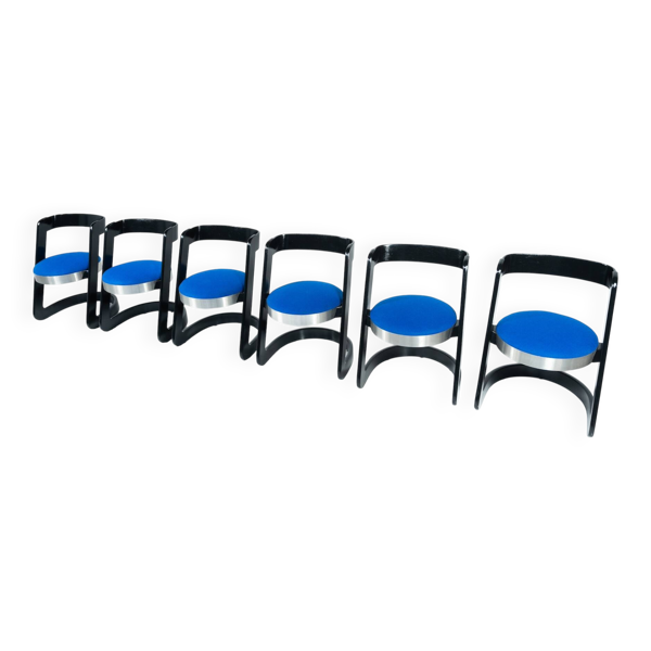Set of 6 Chairs by Willy Rizzo for Mario Sabot, Italy, 1970s - New Upholste