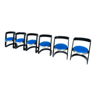 Set of 6 Chairs by Willy Rizzo for Mario Sabot, Italy, 1970s - New Upholstery