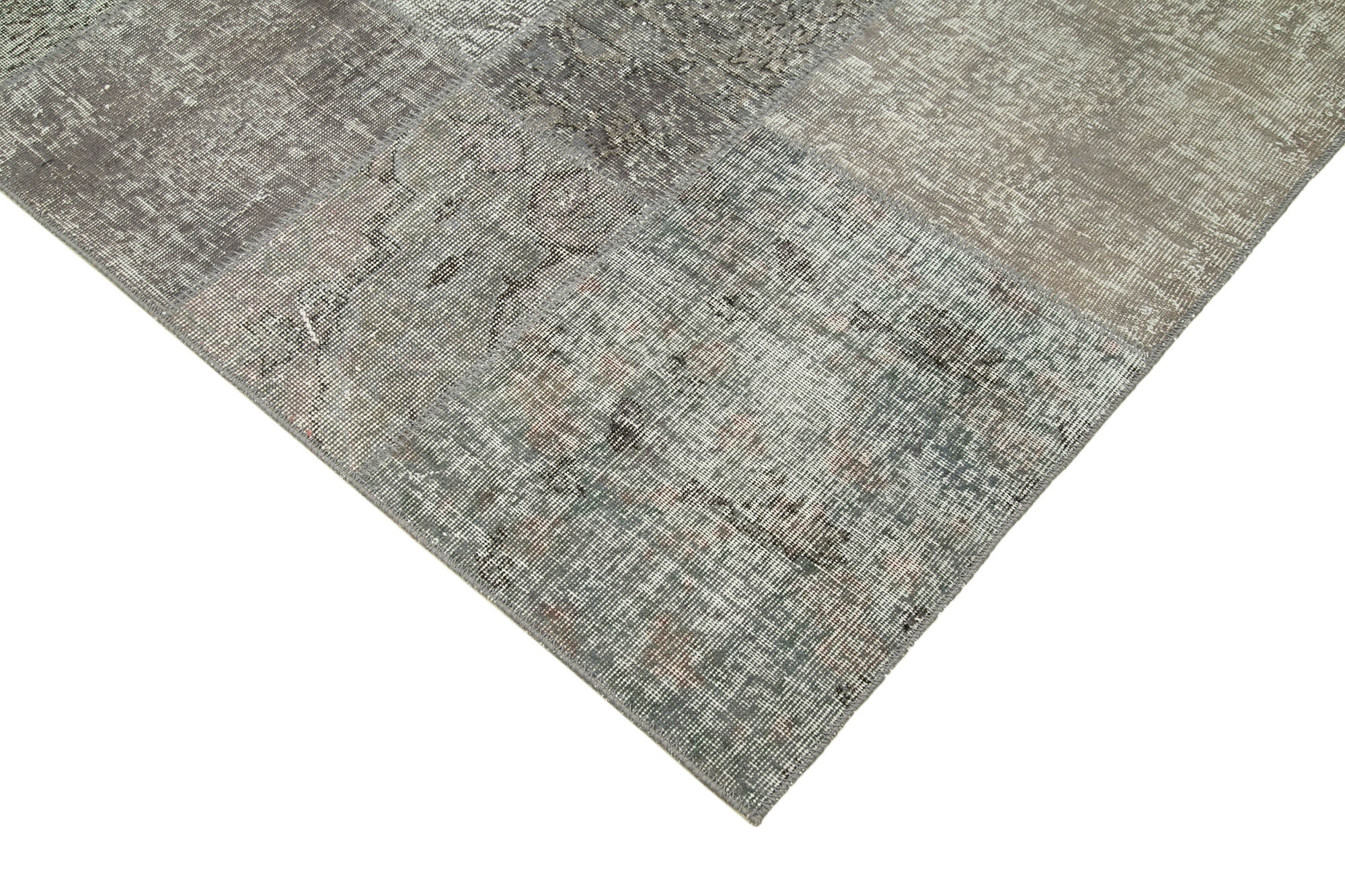 Handmade Anatolian Overdyed 200 cm x 297 cm Grey Patchwork Carpet