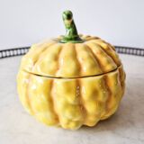 Sarreguemines majolica pumpkin jam pot 1930