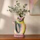 Large antique animal-shaped barbotine vase fish signed KG Lunéville