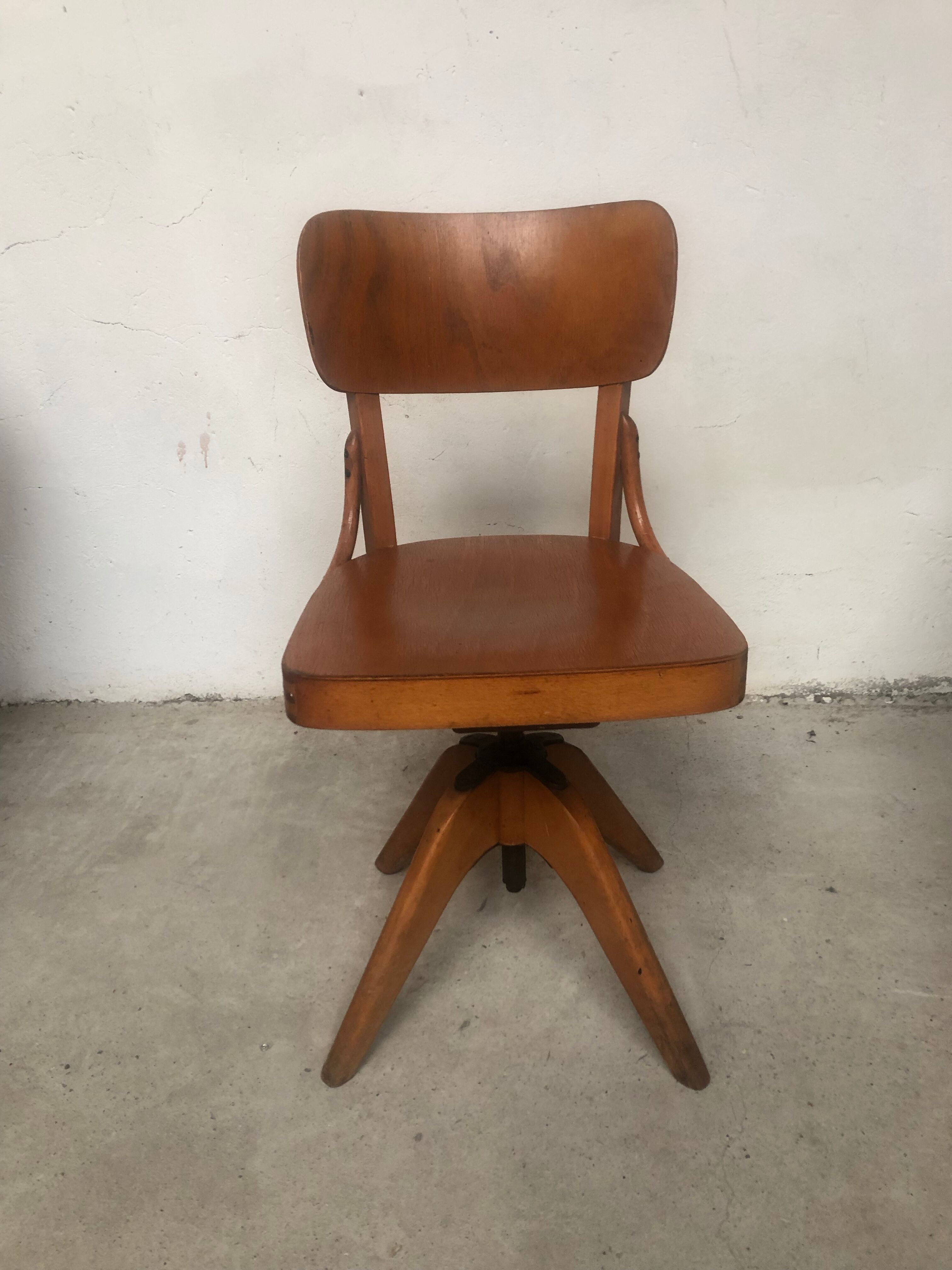 Office chair blond wood 50-60s vintage