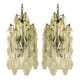 A pair of champagne "poliedro" murano glass chandelier