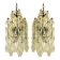 A pair of champagne "poliedro" murano glass chandelier