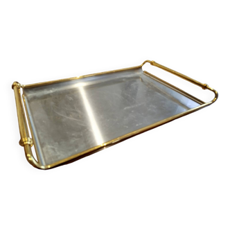 Rectangular brass and metal tray, 70s