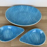 Flat and two Mistral cups by Salins France, blue, 60s
