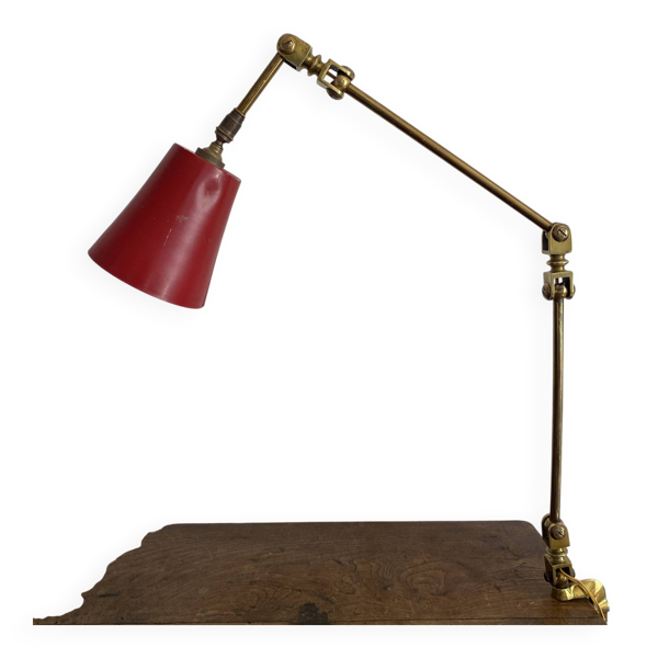 Lampe d'atelier 3 bras, en laiton ,design indus années 50-60