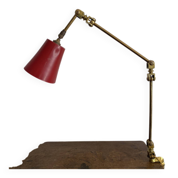 Workshop lamp with 3 arms, made of brass, industrial design from the 50s-60s.